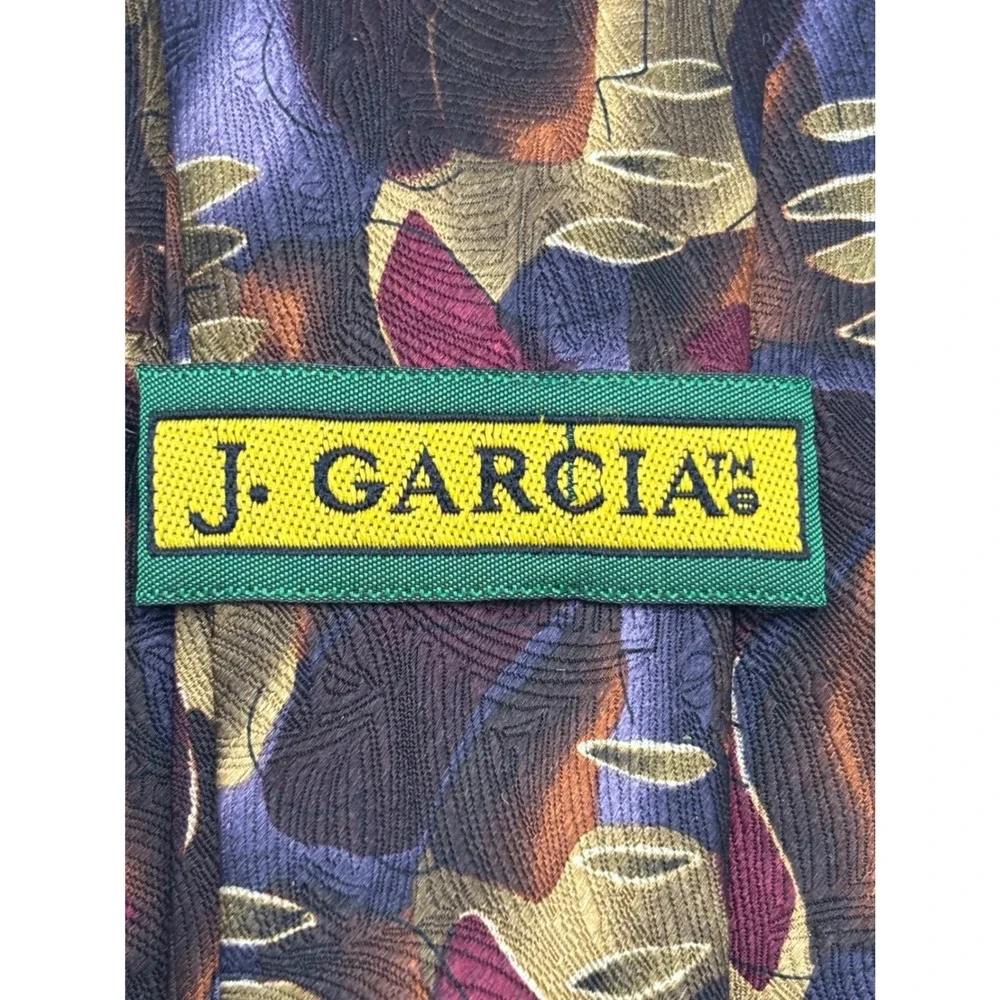 J. Garcia Men's 100% Silk Abstract Art Necktie Multicolor Purple Burgu